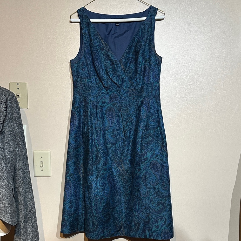 Lands' End Teal Paisley Midi Dress